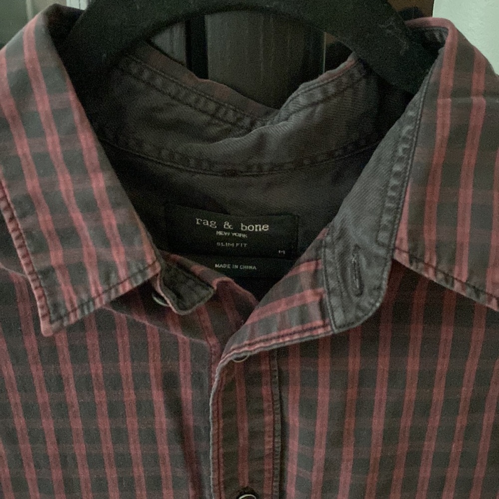 Rag & Bone Maroon Black Check Button Up - image 2